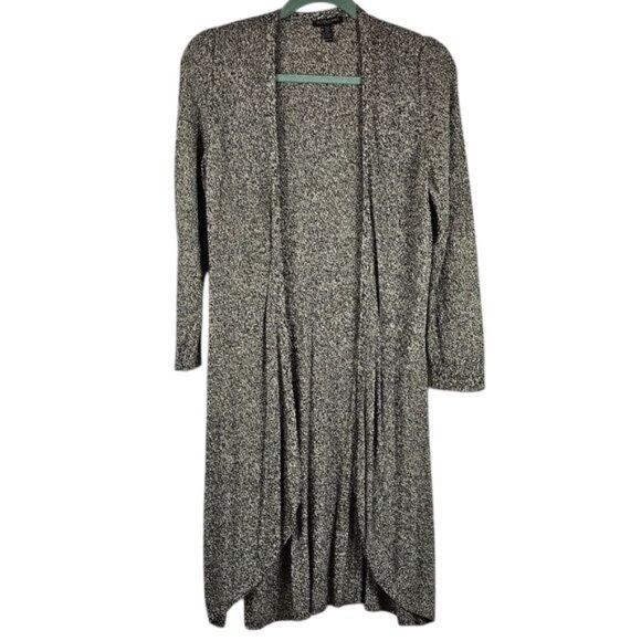 Eileen Fisher Long Duster‎ Cardigan Sz PM Marled Gray Boho Relaxed Open Beach - Picture 1 of 9